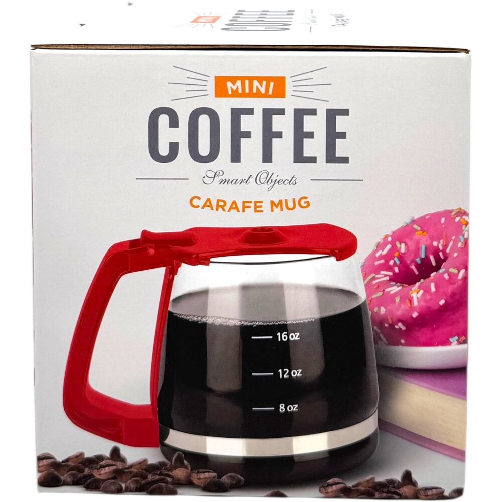 Red Mini Coffee Carafe Mug Holiday Gift Retro Cup 16oz Stocking Stuffer Festive - Picture 7 of 11